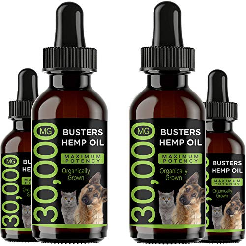 K2xLabs 4PACK, 4Month Supply Buster's Organic Hemp Oil for Dogs and Cats Perfect Ratio Omega 3 and 6 Made in USA Hip and Joint Health, Natural Relief, Calming