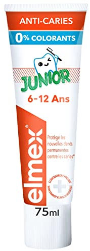 Elmex Dentifrice Enfant, 6-12 Ans, anti-caries, 0% de colorants, formule cliniquement prouvée - Protège des caries - 75ml