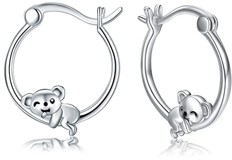 Koala Creolen 925 Sterling Silber Hypoallergen Klein Huggie Knorpel Ohrring Niedlich Tier Manschette Creolen für Frauen Mädchen…