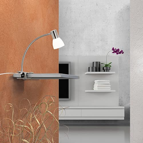 ORION LIGHTSTYLE LED Klemmleuchte Laura mit weißem Glasschirm