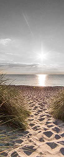 A.Monamour Türtapete Selbstklebend Türfolie Türposter 3D Sandstrand Und Meer Landschaft Natur Bei Sonnenaufgang Vinyl Folie Türdeko Tapete Wandbild Türaufkleber Türtattoo 85 x 200 cm