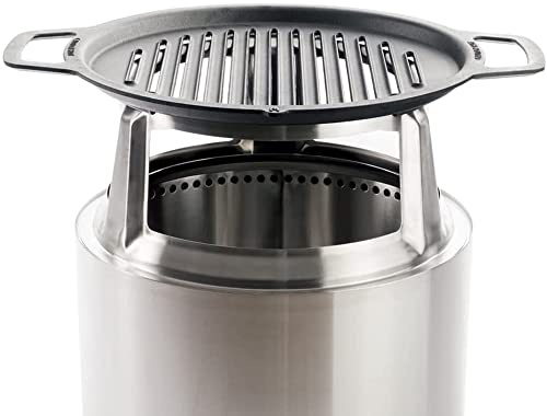 Solo Stove Bonfire Grillrost mit Aufsatz, Gusseisen-Grillrost mit Edelstahlaufsatz - Erhöhung von 20,3 cm, Ergänzung für Bonfire Feuerstelle, Gewicht: 9,1 kg, Ø 44,5 cm