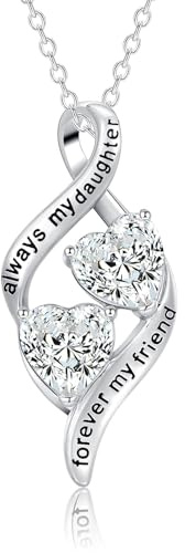 CERSLIMO Kette Silber 925 Halskette Herz Zirkonia Schmuck Geschenke für Tochter von Mutter Damen Frau Geburtstag Weihnachten Erntedankfest Kindertag