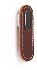 Gedotec Möbelgriffe | 1 Stück - Schrankgriff aus braunem Leder - grauer Knauf | OBLONG | modernes elegantes Design | Maße: 22 x 70 mm | Falttüren-griffe - Schubladengriff - Küche - Türgriffe