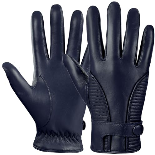 GSG SINCE 1998 Handschuhe Herren Leder gefüttert aus Schafsleder | Lederhandschuhe Herren, chromfrei gegerbt, warmes Kaschmir-Wollfutter und Touchscreen für Auto und Alltag
