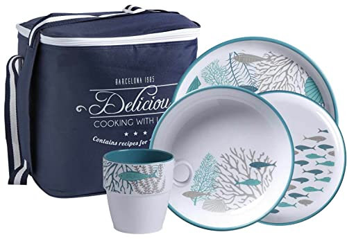 Marine Business Coastal Crockery Set, 24 Pieces, Carry Bag