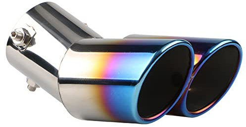 ETOPARS 63mm Auspuffblende Auto Universell Auspuff Schalldämpfer Endrohr Edelstahl Auspuffrohr Endschalldämpfer Auspuffendrohr Doppel Auslass Biegen Blau