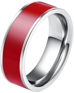 Homxi Herren Ringe Gothic,Ringe Rund mit Emaille 7mm Herren Ringe Edelstahl Weiß