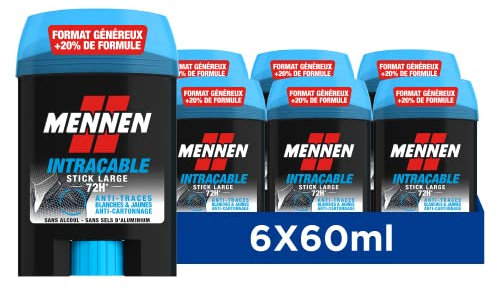MENNEN - Deodorante da uomo 72 H – Stick largo, senza alcool, senza profumo, confezione da 6 x 60 ml