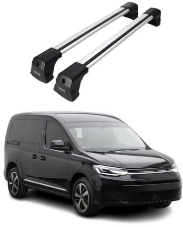OMAC Dachträger für VW Caddy 2020-2026 Aluminium 2 Stangen Silber | Abschließbar, Querträger, Grundträger