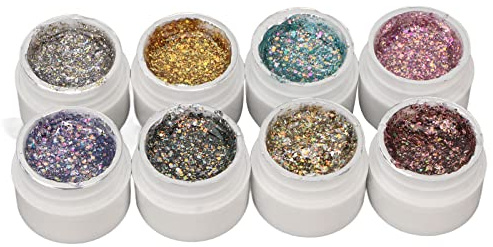 Gel de purpurina reflectante holográfica, 8 colores brillantes brillantes intermitentes UV LED conjunto de esmalte de uñas de gel de purpurina Kit de esmalte de uñas