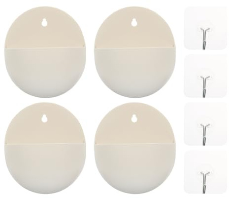 ORFOFE 4Pcs Semi-Circle Plastic Hanging Flower Pots Wall-Mounted Balcony Flower Buckets Gardening Planters Decorative Plant Containers for Indoor Outdoor Use