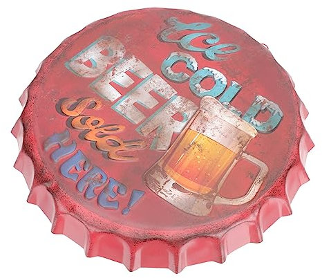 Warmhm Retro Beer Cap Decoration Iron Painting Sign for Vintage Decor Aesthetic As Wall Decorations Wall Hanging in Shop Made of Iron Material