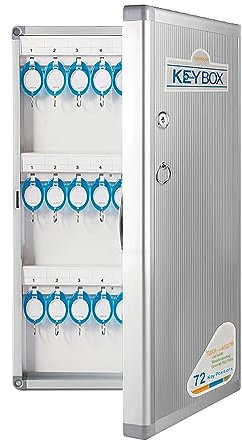 TUKA-i-AKUT Armario de Llaves para 72 Llaves, Metal Caja para Llaves con Cerradura y Llavero, Montaje en Pared, Caja de Almacenamiento para Guardar Llaves de Aleación de Aluminio, TKD8650-72