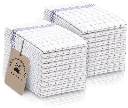 ZOLLNER 20er Set Geschirrtücher Baumwolle in 50x70 cm - super saugstarke und langlebige Küchentücher - waschbar bis 95°C – in blau weiß kariert - Gastronomiequalität - Oeko Tex® Zertifiziert