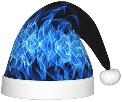 Blaue Flamme Festliche Kinder-Weihnachtsmannmütze – eine bequeme, bedruckte Weihnachtsmütze, ideal für Neujahr und festliche Feiertagsfeiern