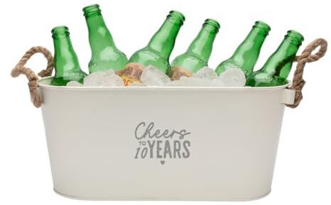 ‘Cheers to 10 Years’ Metal Ice Bucket - 10th Anniversary for Him - Tin Anniversary for Her - Couple Gifts - Wine Bucket