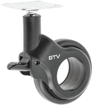 GTV Roulettes pour meubles STRADA | Roulettes pivotantes | Roulettes pour meubles | avec frein | Diamètre 60 mm | en plastique et acier | Noir
