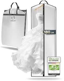 FiRiO 1 x Custodia Abito da Sposa 180 cm di Alta Qualità - Custodia Abito Lungo Donna per Abiti da Sposa, Abiti da Sera, Cappotti - Buste Copriabiti Antipolvere - Borsa Porta Abito Lunga - 180x60cm