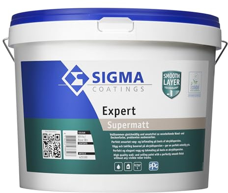 Sigma Expert 5 Liter Wandfarbe in weiß für Innen - supermatte Decken- und Wandfarbe auf 100% Reinacrylat-Basis