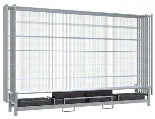 BAUZAUNWELT Bauzaun Profi 10 er Komplettset mit PVC Füßen und Haken und Ösen auf Kombipalette. Abmessung Bauzaunelement:3,50 x 2,00 m-Material vorverzinkter Stahl-Gartenzaun-Campingzaun