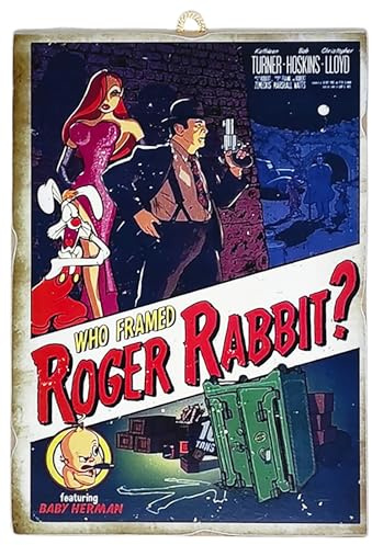 KUSTOM ART Quadro da Parete Serie Locandine di Film Celebri Roger Rabbit Stampa su Legno 25x18 cm.