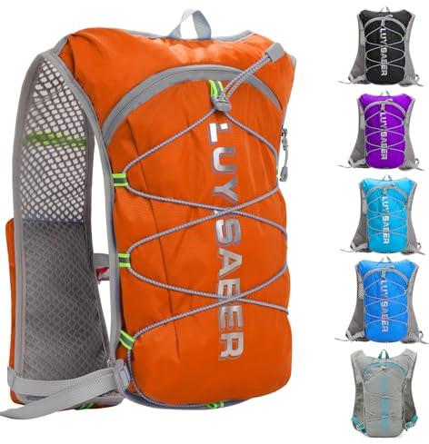 Running Hydration Vest Backpack, Lightweight Adjust Chest Straps Water Daypack Compatible with 2L Water Bladder, Breathable Reflective Hydrating Pack for Women Men Hiking Cycling Climbing Marathon