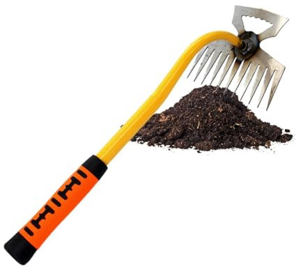 Eteslot Unkrautstecher Edelstahl, 2024 Neu Wurzeljäter Manuelles Unkrautjätgerät aus Edelstahl, Manueller Weeder Löwenzahnzieher Rasenmäher für den Garten Rasen Hof (11-Zinken)