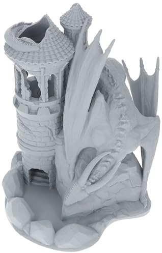 Feldherr Der Wachturm Würfelturm 22 cm hoch aus PLA in Deutschland gedruckt für Rollenspiele und Tabletop-Spiele wie D&D Warhammer Fantasy, Farbe:Grau