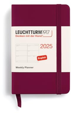 LEUCHTTURM1917 370676 Wochenkalender Mini (A7) 2025, Port Red, Englisch