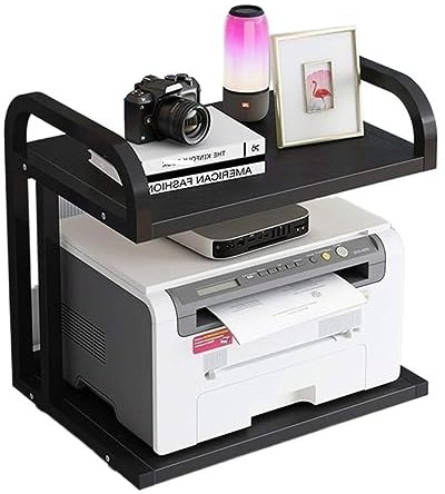 Druckerregal Druckertisch Druckerregal 2-stufiger Druckerständer Holzdruckerregal Kleines Kopierer-Aufbewahrungsregal Desktop-Rack-Organizer für Home-Office-Druckerständer Druckertisch (Schwarz