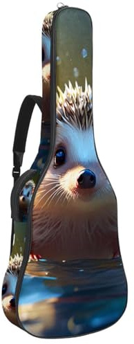 Schöne Gitarrentasche, wasserdichte Gigbag für 40/41/42 Zoll Akustikgitarre mit mehreren Taschen und Schutzschicht, Lovely Igel schwimmt unter Wasser, Mehrfarbig Nr. 02, 42.9x16.9x4.7 in,