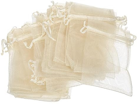minkissy Kleine Organzabeutel 100 Stück 8x10cm Kordelzug Netztaschen Beige Süßigkeitenbeutel Für Partygeschenke Geschenkverpackung Und Schmuckaufbewahrung