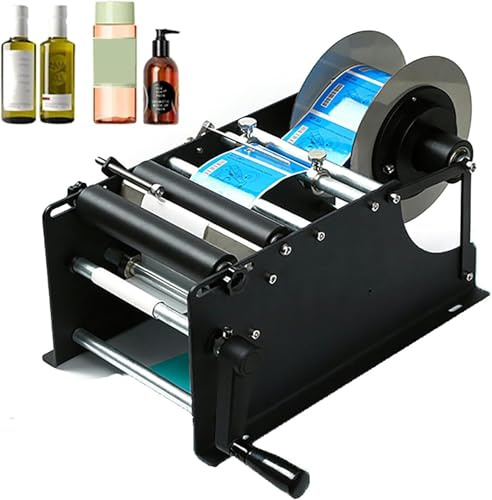 CASEGO Manuelle runde Etikettiermaschine, halbautomatischer Etikettenapplikator für 15–150 mm Durchmesser, 10–110 mm Etikettenbreite und einstellbare Länge von 10–300 mm