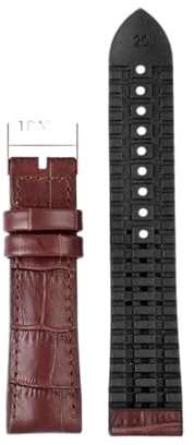 AXTGBHL Passend For Alle Markenarmbänder, Passend For Rolex, Passend For IWC, Passend For Omega, Lederarmband, Uhrenarmband 22 Zoll, Fluorkautschuk, Schweißfest, Schwarz-braun, Faltschließe(Brown with