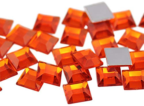 Quadratische Acryl-Strasssteine mit flacher Rückseite, 12 mm, für Schmuckherstellung und Kleidung, Kostüme, Cosplay, Verzierungen, 40 Stück (Orange Hyazinthe, HC)