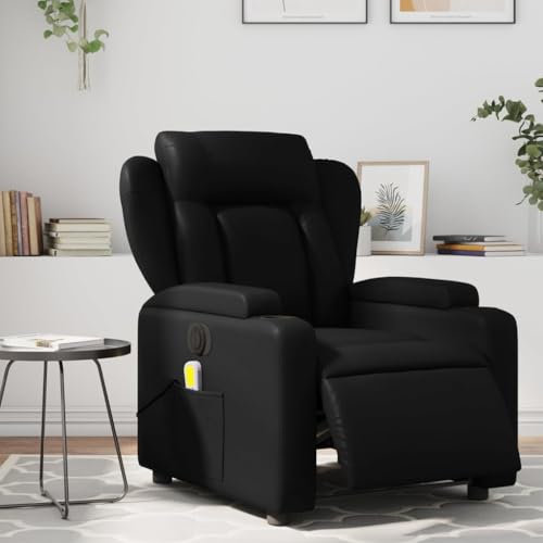 IKAYAA Massagesessel Elektrisch Verstellbar Elektrischer Fernsehsessel Kunstleder Massage Sessel Wohnzimmer Relaxsessel mit Liegefunktion Liegesessel Relaxliege Bequem Massagefunktion