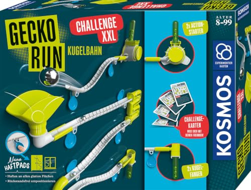 KOSMOS Gecko Run Challenge XXL, mit Aufgabenkarten und 2 Starter Sets | Erweiterungen, Kugelbahn für Kinder, Vertikale Kugelbahn, Murmelbahn, Konstruktionsspielzeug ab 8 Jahren