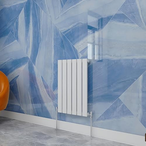 Central Heating Radiator,600x408mm White Horizontal Flat Single Panel Column Energy-efficient for Morden Multi-Scene