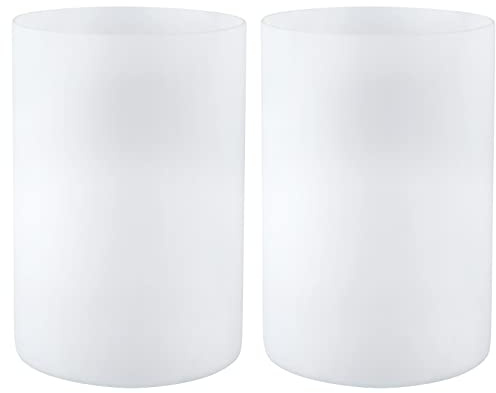 Skelang 2 Pcs Lip-Less Glass Lamp Shade, Cylindrical Light Cover with Fitter Opening, Replacement for Chandelier, Pendant, Bathroom Vanity Light, Frosted Opal White