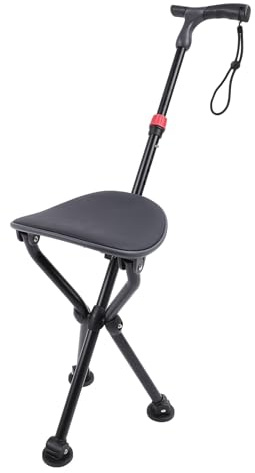 Canne Pliante, Canne de Marche Pliable Légère avec Siège, Canne à Trépied Portable Antidérapante, Canne de Marche, Tabouret de Chaise de Voyage pour Hommes âgés, Femmes Handicapées
