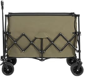Generisch Robuster Klappwagen mit XXL-Fassungsvermögen (300L) & All-Terrain-Rädern – 220 kg Tragkraft, Faltbarer Garten-/Strandwagen mit Getränkehaltern (Armee-Grün, 42,91 x 20,87 x 32,68)