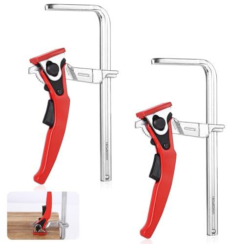 2 Stück Tischzwinge aus Stahl mit Hebelgriff, Ganzstahl Tischzwinge | Ganzstahl Einhandzwinge, Schnellspanner Zwinge with 160mm Kapazität 60mm Tiefe,Steel Ratchet Vice zum Schleifen, Schneiden