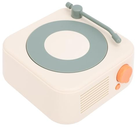 EBTOOLS Conception Gramophone de Haut-Parleur Portable Vintage avec FM, et Lecture de la Carte Mémoire, Green Noirâtre Compact (Jaune de Pomelo)