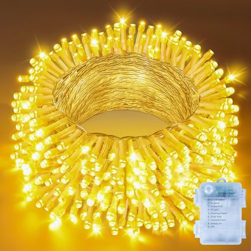 Hopexy Lichterkette Außen Batterie 15M 150 LED Warmweiß mit 8 Modi & Timer | IP44 wasserdicht & batteriebetrieben. Lichterketten Outdoor Deko für Innen & Außen, Garten, Balkon, Party & Hochzeit