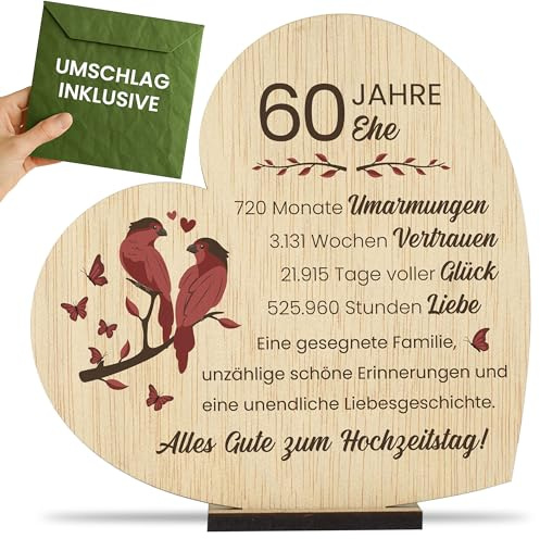 CONTRAXT Geschenk zur Diamantenen Hochzeit Geschenkidee zum 60. Hochzeitstag für Ehepaar Großeltern Glückwunschkarte 60 Jahre Ehe (60 Jahre)