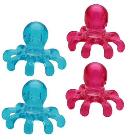 MUCKLILY Lot de 4 Masseurs de Tête Portables en Plastique Masseur de Cuir Chevelu Professionnel Bleu et Rouge Accessoire Polyvalent pour Massage Crânien Domestique et Détente Multi-Zones