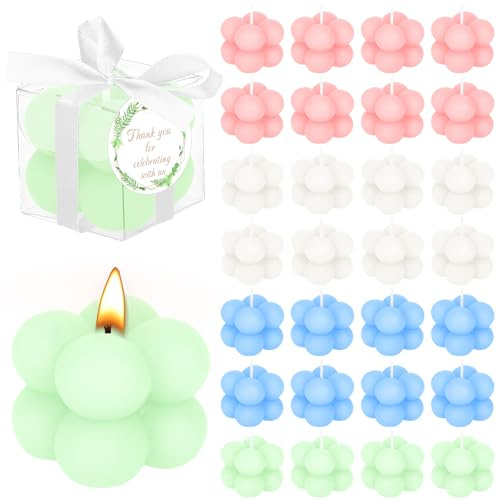 30 Sets Bubble-Kerzen als Hochzeit Gastgeschenke, Ästhetische Mini Duftkerzen mit Grußkarte, Schleife & Geschenkbox, Party Favors Dankesgeschenke für Gäste bei Bridal Shower & Party, 4 × 3,5 cm