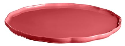 Emile Henry Assiette de Service Ronde Madeleine – Céramique Haute Résistance – Présentation Élégante du Four à la Table – Coloris Rose Candy – Fabriqué en France