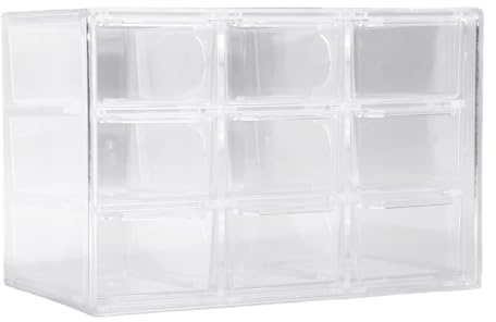 NOENNULL Organisateur Quotidien de Lentilles de Contact à 9 Grilles, Distributeur de Lentilles de Contact Jetables, Boucles d'oreilles, épingles à Cheveux, Boîte de Rangement (Transparente)